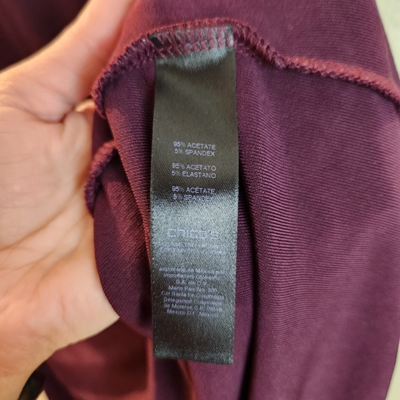 Chico’s Travelers Long Sleeve Purple Slinky Asymmetrical Tunic Acetate Top - Picture 8 of 8